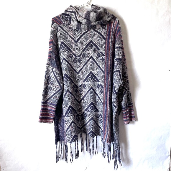 Free People 'Be The One' Poncho Sweater Wool Alpaca Blend OB454203 Women Sz M - Picture 7 of 13